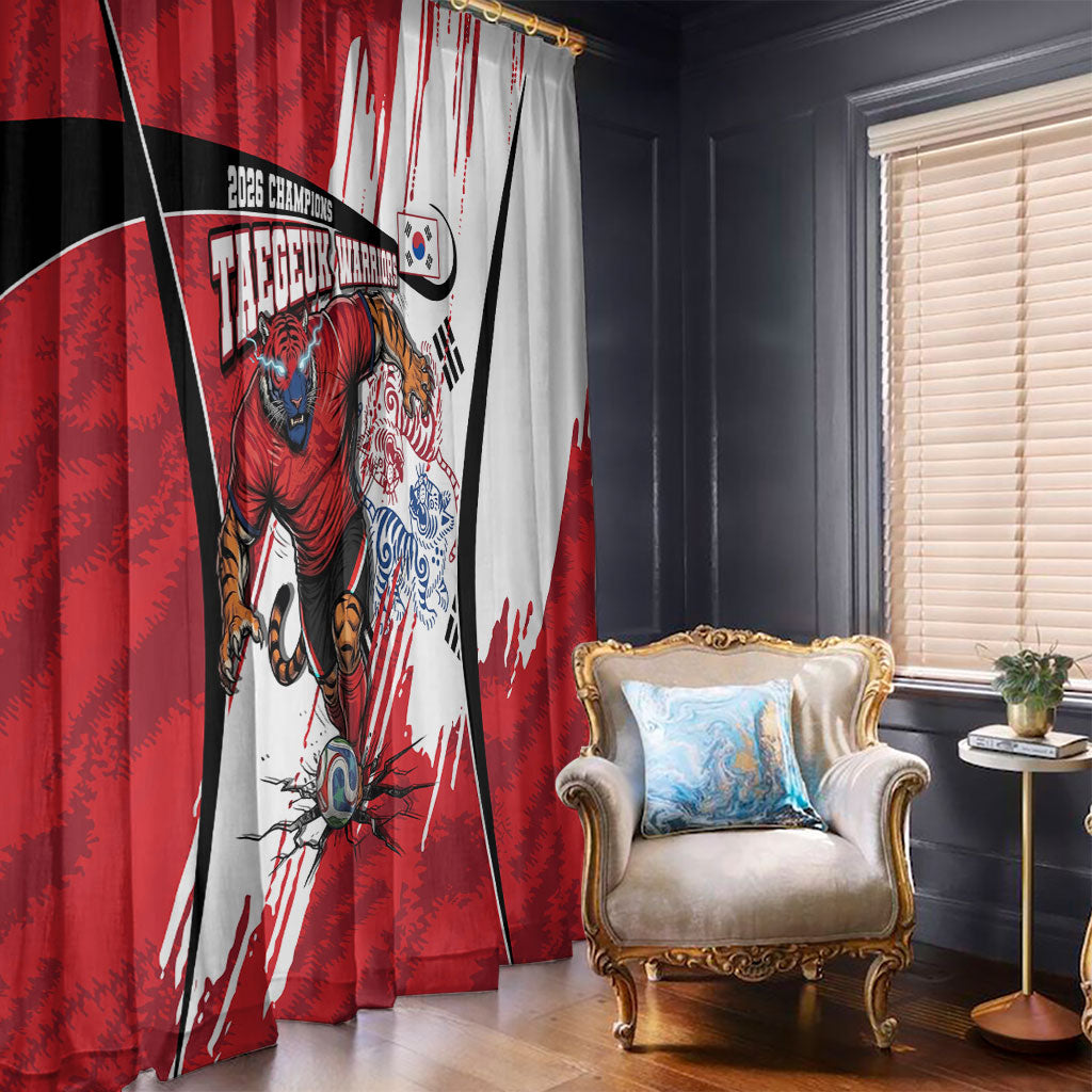 South Korea Football 2026 Champions Window Curtain Taegeuk Warriors Tiger Mascot - Traditional Korean Art Style