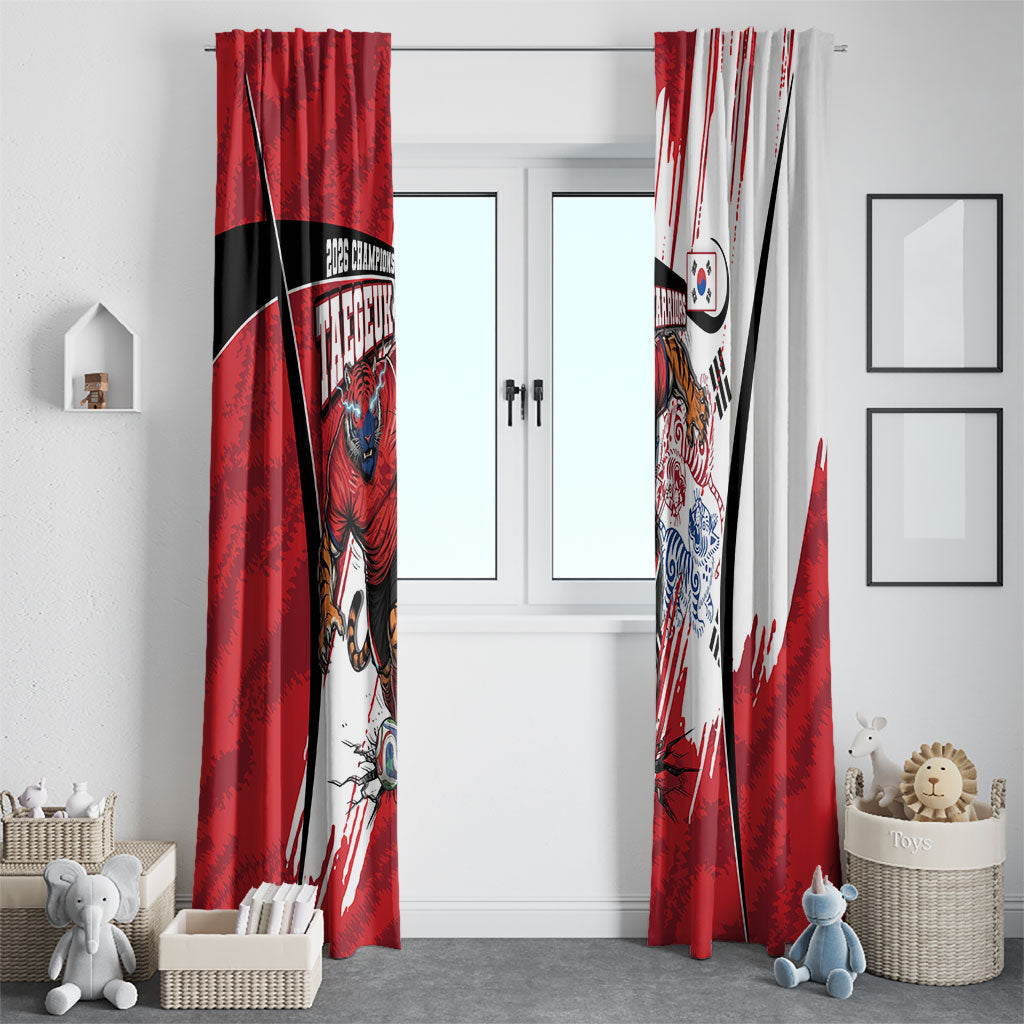 South Korea Football 2026 Champions Window Curtain Taegeuk Warriors Tiger Mascot - Traditional Korean Art Style