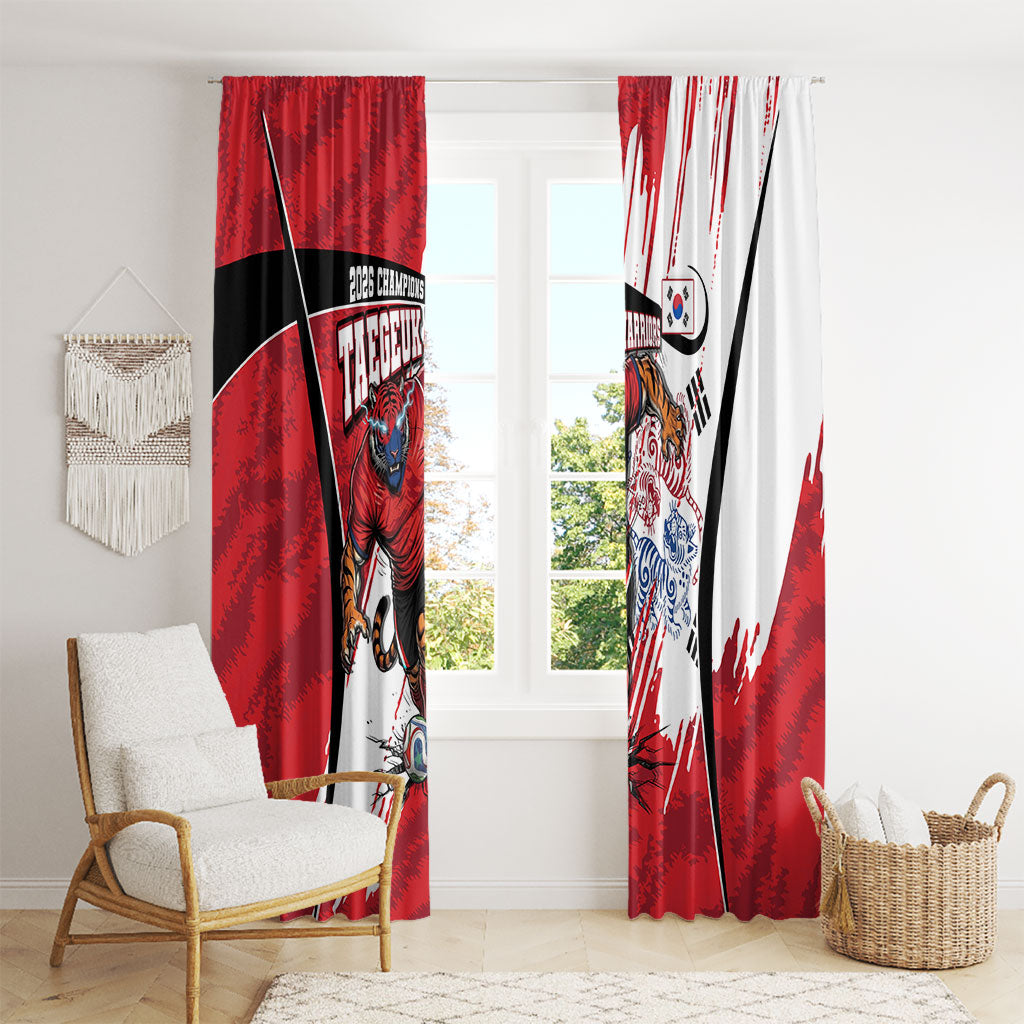 South Korea Football 2026 Champions Window Curtain Taegeuk Warriors Tiger Mascot - Traditional Korean Art Style