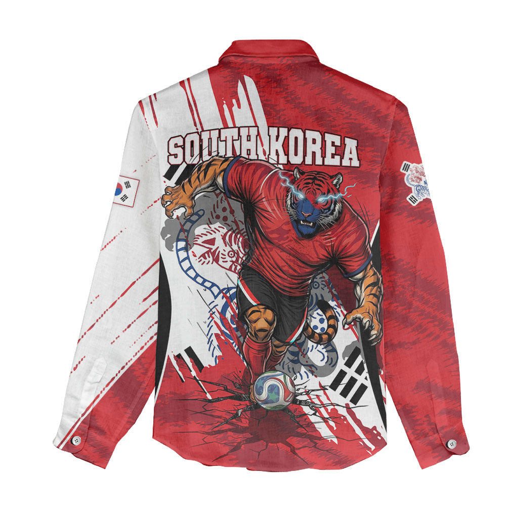 South Korea Football 2026 Champions Women Casual Shirt Taegeuk Warriors Tiger Mascot - Traditional Korean Art Style