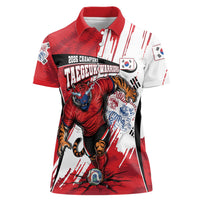 South Korea Football 2026 Champions Women Polo Shirt Taegeuk Warriors Tiger Mascot - Traditional Korean Art Style