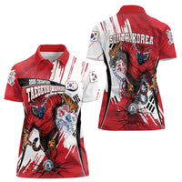 South Korea Football 2026 Champions Women Polo Shirt Taegeuk Warriors Tiger Mascot - Traditional Korean Art Style