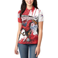 South Korea Football 2026 Champions Women Polo Shirt Taegeuk Warriors Tiger Mascot - Traditional Korean Art Style