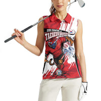 South Korea Football 2026 Champions Women Sleeveless Polo Shirt Taegeuk Warriors Tiger Mascot - Traditional Korean Art Style