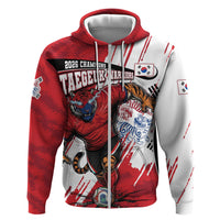 South Korea Football 2026 Champions Zip Hoodie Taegeuk Warriors Tiger Mascot - Traditional Korean Art Style