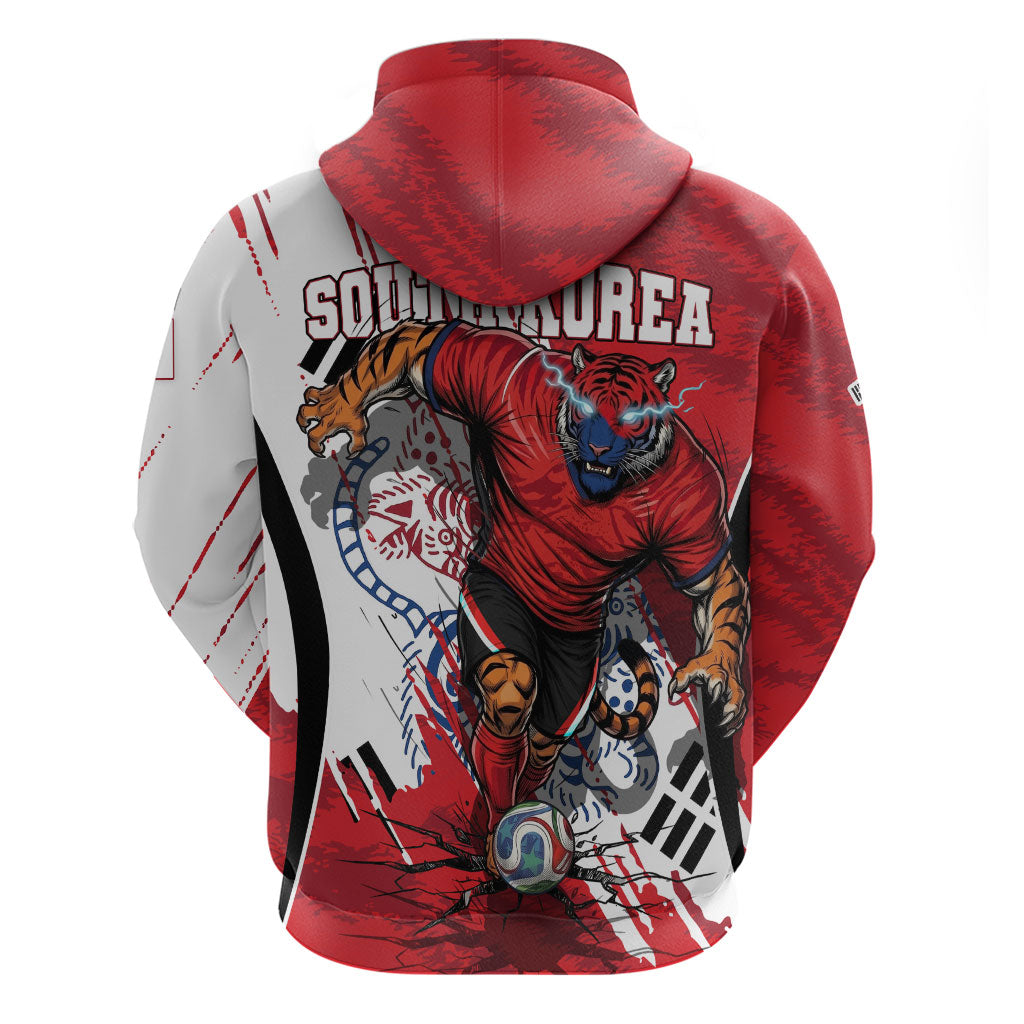 South Korea Football 2026 Champions Zip Hoodie Taegeuk Warriors Tiger Mascot - Traditional Korean Art Style