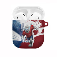 Czech Republic Football AirPods Case Fierce Athletic Lion Graphic In Painted Grunge Flag Style