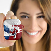 Czech Republic Football AirPods Case Fierce Athletic Lion Graphic In Painted Grunge Flag Style