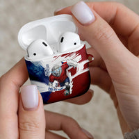 Czech Republic Football AirPods Case Fierce Athletic Lion Graphic In Painted Grunge Flag Style