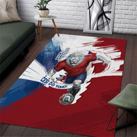 Czech Republic Football Area Rug Fierce Athletic Lion Graphic In Painted Grunge Flag Style