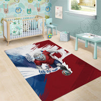 Czech Republic Football Area Rug Fierce Athletic Lion Graphic In Painted Grunge Flag Style
