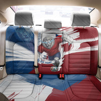 Czech Republic Football Back Car Seat Cover Fierce Athletic Lion Graphic In Painted Grunge Flag Style