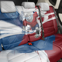Czech Republic Football Back Car Seat Cover Fierce Athletic Lion Graphic In Painted Grunge Flag Style