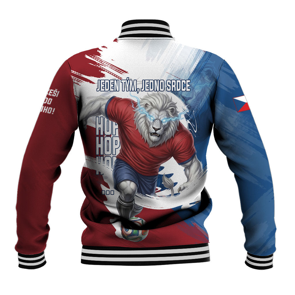 Czech Republic Football Baseball Jacket Fierce Athletic Lion Graphic In Painted Grunge Flag Style