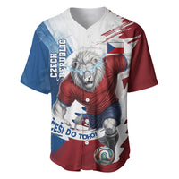Czech Republic Football Baseball Jersey Fierce Athletic Lion Graphic In Painted Grunge Flag Style
