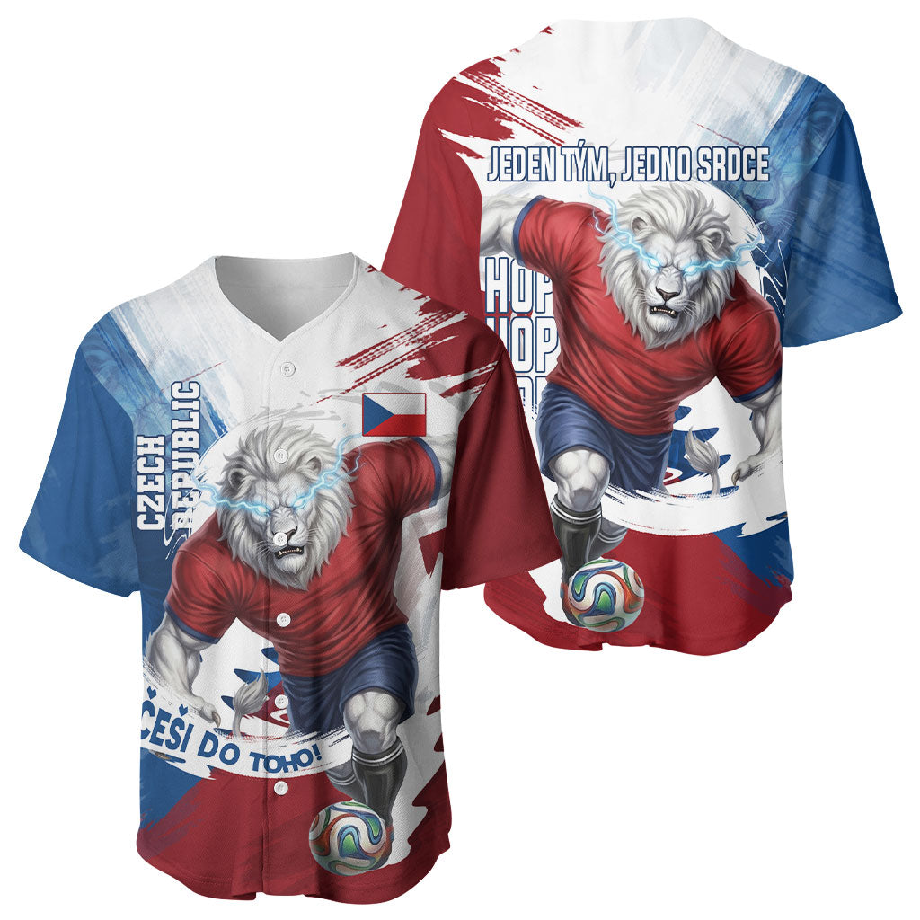Czech Republic Football Baseball Jersey Fierce Athletic Lion Graphic In Painted Grunge Flag Style