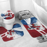 Czech Republic Football Bathroom Set Fierce Athletic Lion Graphic In Painted Grunge Flag Style