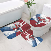 Czech Republic Football Bathroom Set Fierce Athletic Lion Graphic In Painted Grunge Flag Style