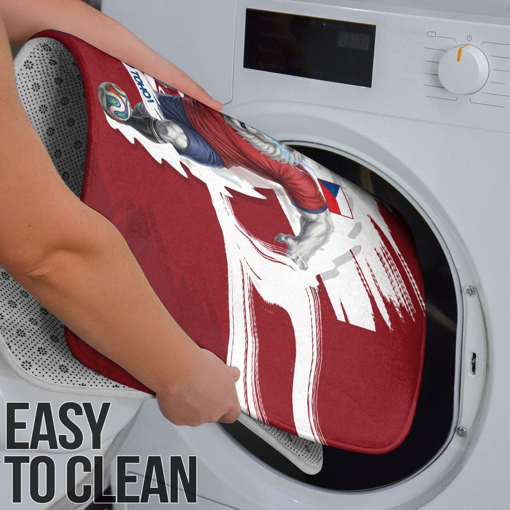 Czech Republic Football Bathroom Set Fierce Athletic Lion Graphic In Painted Grunge Flag Style