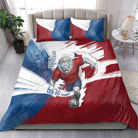 Czech Republic Football Bedding Set Fierce Athletic Lion Graphic In Painted Grunge Flag Style