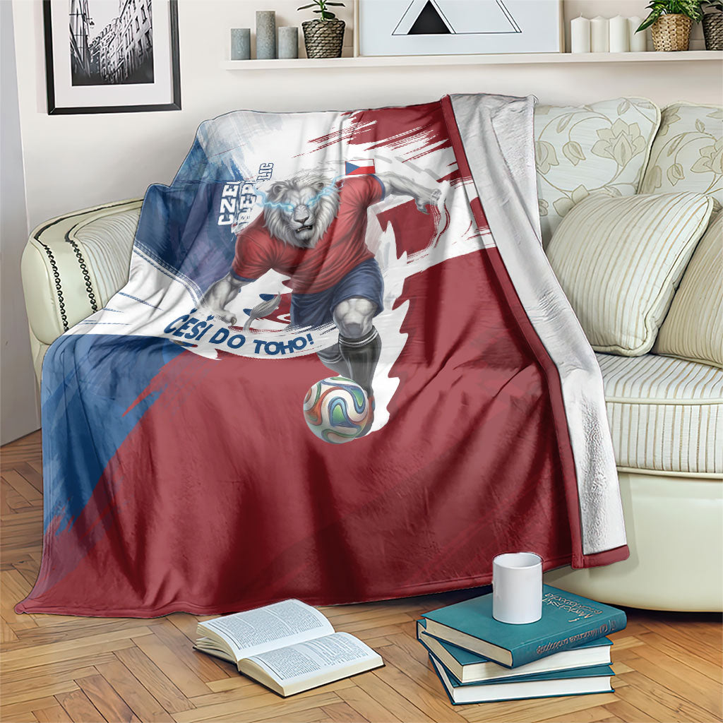 Czech Republic Football Blanket Fierce Athletic Lion Graphic In Painted Grunge Flag Style