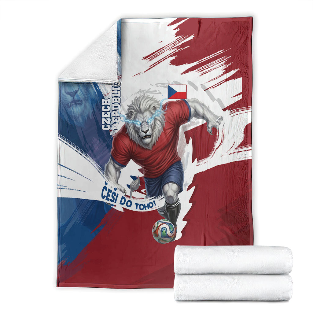 Czech Republic Football Blanket Fierce Athletic Lion Graphic In Painted Grunge Flag Style