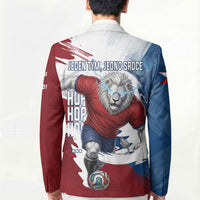 Czech Republic Football Blazer Fierce Athletic Lion Graphic In Painted Grunge Flag Style