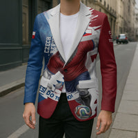 Czech Republic Football Blazer Fierce Athletic Lion Graphic In Painted Grunge Flag Style