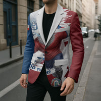 Czech Republic Football Blazer Fierce Athletic Lion Graphic In Painted Grunge Flag Style