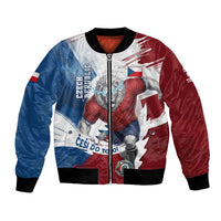 Czech Republic Football Bomber Jacket Fierce Athletic Lion Graphic In Painted Grunge Flag Style