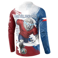 Czech Republic Football Button Sweatshirt Fierce Athletic Lion Graphic In Painted Grunge Flag Style