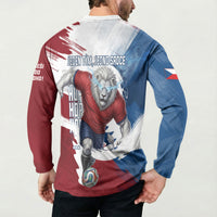 Czech Republic Football Button Sweatshirt Fierce Athletic Lion Graphic In Painted Grunge Flag Style