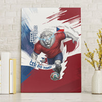 Czech Republic Football Canvas Wall Art Fierce Athletic Lion Graphic In Painted Grunge Flag Style
