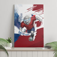 Czech Republic Football Canvas Wall Art Fierce Athletic Lion Graphic In Painted Grunge Flag Style