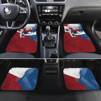 Czech Republic Football Car Mats Fierce Athletic Lion Graphic In Painted Grunge Flag Style