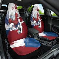 Czech Republic Football Car Seat Cover Fierce Athletic Lion Graphic In Painted Grunge Flag Style