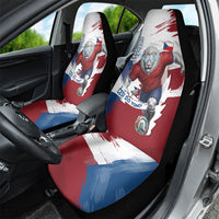 Czech Republic Football Car Seat Cover Fierce Athletic Lion Graphic In Painted Grunge Flag Style
