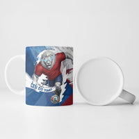 Czech Republic Football Ceramic Mug Fierce Athletic Lion Graphic In Painted Grunge Flag Style