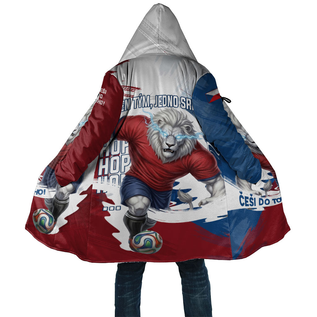 Czech Republic Football Cloak Fierce Athletic Lion Graphic In Painted Grunge Flag Style