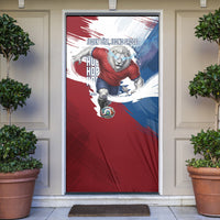 Czech Republic Football Door Cover Fierce Athletic Lion Graphic In Painted Grunge Flag Style