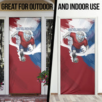 Czech Republic Football Door Cover Fierce Athletic Lion Graphic In Painted Grunge Flag Style
