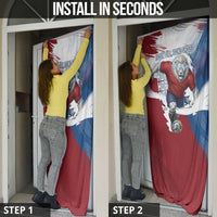 Czech Republic Football Door Cover Fierce Athletic Lion Graphic In Painted Grunge Flag Style