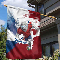 Czech Republic Football Garden Flag Fierce Athletic Lion Graphic In Painted Grunge Flag Style