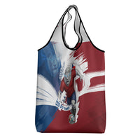 Czech Republic Football Grocery Bag Fierce Athletic Lion Graphic In Painted Grunge Flag Style