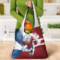 Czech Republic Football Grocery Bag Fierce Athletic Lion Graphic In Painted Grunge Flag Style
