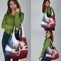Czech Republic Football Grocery Bag Fierce Athletic Lion Graphic In Painted Grunge Flag Style