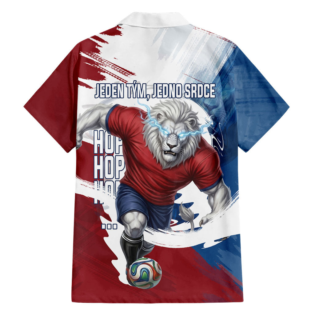Czech Republic Football Hawaiian Shirt Fierce Athletic Lion Graphic In Painted Grunge Flag Style