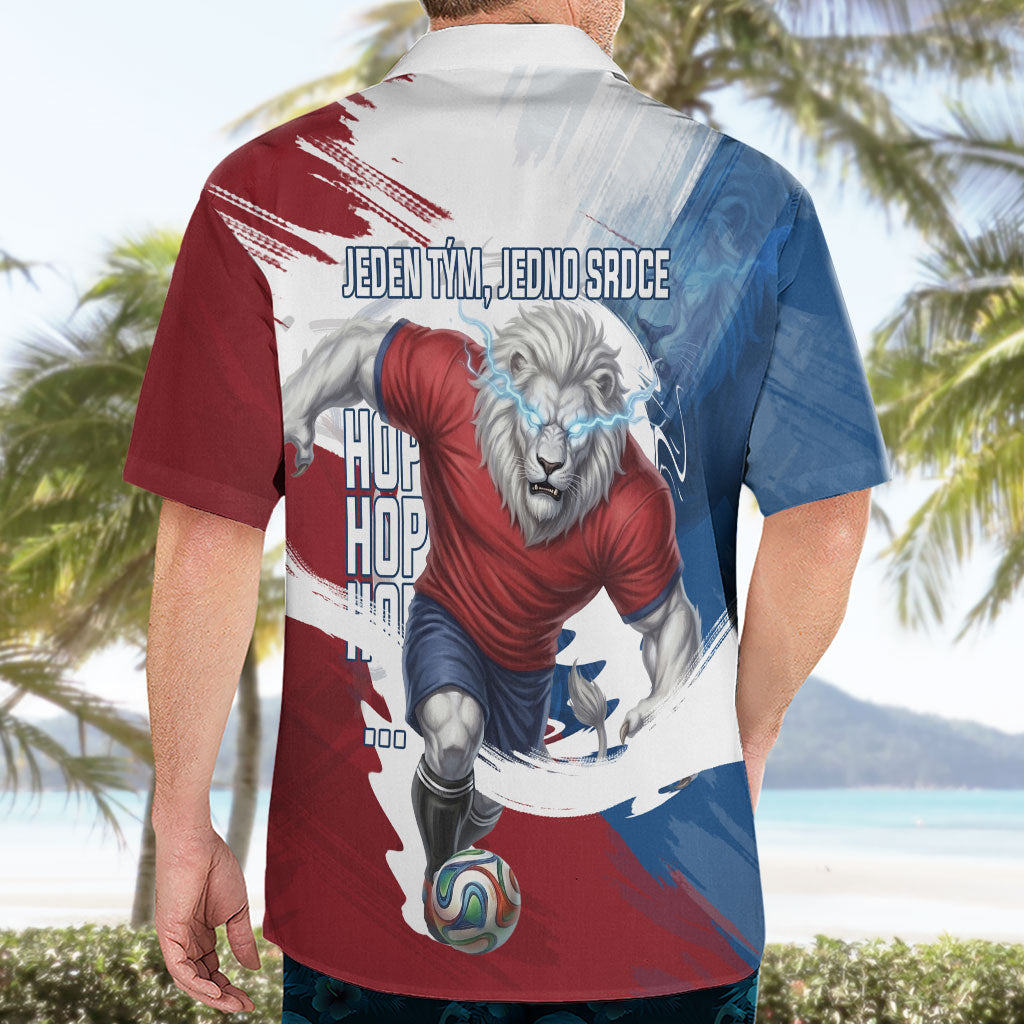 Czech Republic Football Hawaiian Shirt Fierce Athletic Lion Graphic In Painted Grunge Flag Style