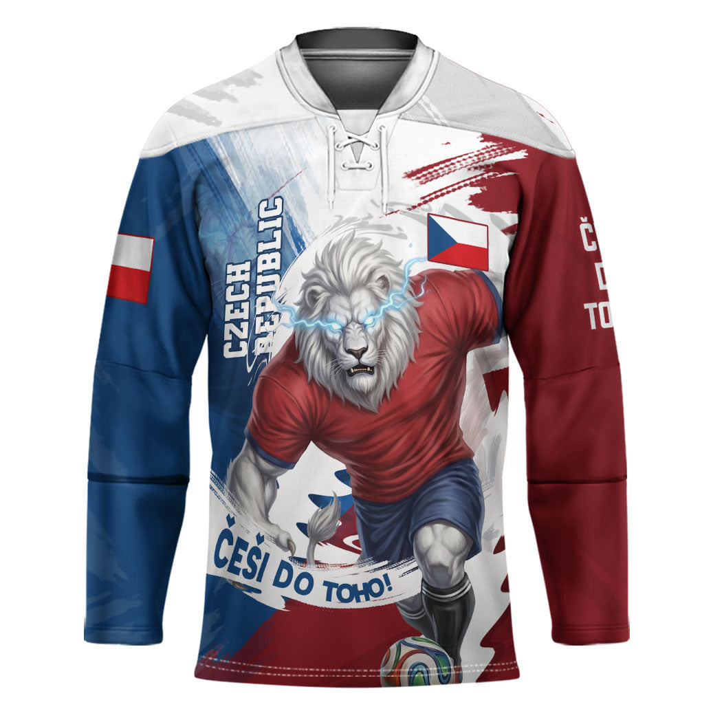 Czech Republic Football Hockey Jersey Fierce Athletic Lion Graphic In Painted Grunge Flag Style