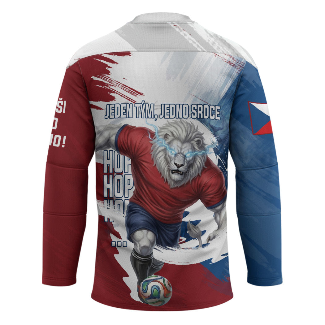 Czech Republic Football Hockey Jersey Fierce Athletic Lion Graphic In Painted Grunge Flag Style